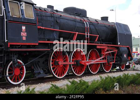 Dampflokomotive, alte Lokomotive, alter Dampf, Skarżysko-Kamienna, Zug, Dampf, Lokomotiven, PT47, Lokomotiven PT47 Stockfoto