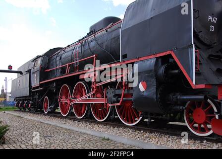 Dampflokomotive, alte Lokomotive, alter Dampf, Skarżysko-Kamienna, Zug, Dampf, Lokomotiven, PT47, Lokomotiven PT47 Stockfoto