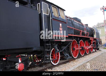 Dampflokomotive, alte Lokomotive, alter Dampf, Skarżysko-Kamienna, Zug, Dampf, Lokomotiven, PT47, Lokomotiven PT47 Stockfoto