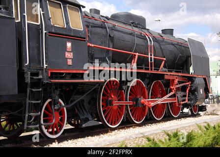 Dampflokomotive, alte Lokomotive, alter Dampf, Skarżysko-Kamienna, Zug, Dampf, Lokomotiven, PT47, Lokomotiven PT47 Stockfoto