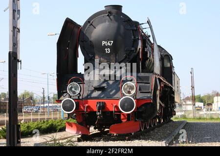 Dampflokomotive, alte Lokomotive, alter Dampf, Skarżysko-Kamienna, Zug, Dampf, Lokomotiven, PT47, Lokomotiven PT47 Stockfoto