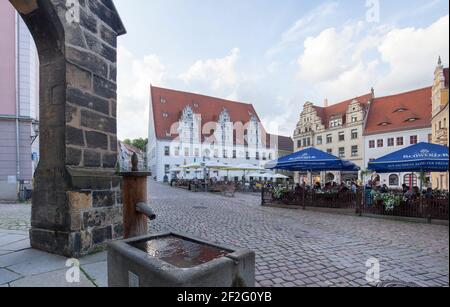 Marktplatz und Rathaus, Meißen Stockfoto