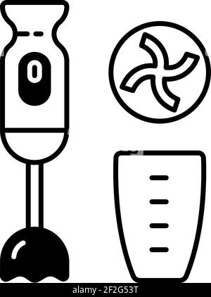 Stabmixer, schwarzes lineares Symbol Stock Vektor