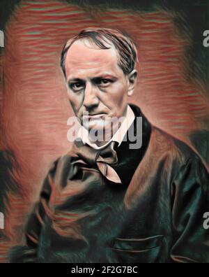 Charles Pierre Baudelaire, 1821 – 1867, französischer Dichter, Porträt von Étienne Carjat, 1863, digital verändert Stockfoto