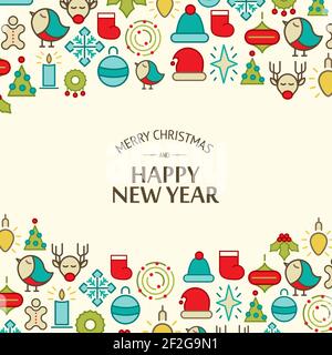 Frohe weihnachten Licht feiert Hintergrund mit Grußtext und bunt vektorgrafik weihnachtselemente Stock Vektor