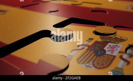 Spanien Puzzle Flagge 3D Render Stockfoto