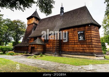 Europa, Polen, Provinz Kleinpolen, UNESCO-Weltkulturerbe, Route der Holzarchitektur, Kirche des Erzengels St. Michael, Binarowa Stockfoto