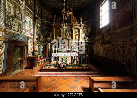 Europa, Polen, Provinz Kleinpolen, UNESCO-Weltkulturerbe, Route der Holzarchitektur, Kirche des Erzengels St. Michael, Binarowa Stockfoto