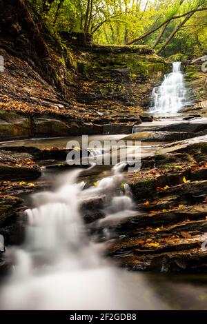 Europa, Polen, Woiwodschaft Podkarpackie, Beskid Niski - Wasserfall im Dorf Iwla im Verwaltungsbezirk Dukla Stockfoto
