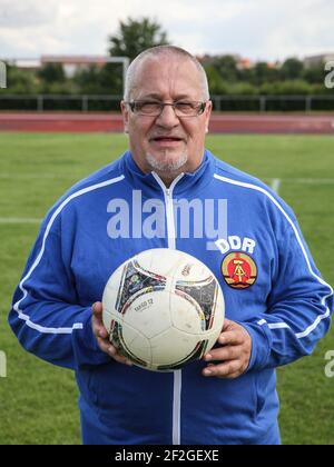 DDR-Fußballnationalspieler und Legende Wolfgang Steinbach 1st FC Magdeburg Stockfoto