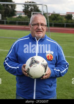 DDR-Fußballnationalspieler und Legende Wolfgang Steinbach 1st FC Magdeburg Stockfoto