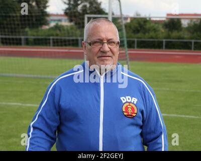 DDR-Fußballnationalspieler und Legende Wolfgang Steinbach 1st FC Magdeburg Stockfoto