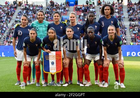 Das französische Team vor der FIFA Frauen-Weltmeisterschaft Frankreich 2019, Gruppe A Fußballspiel zwischen Nigeria und Frankreich am 17. Juni 2019 im Roazhon Park Stadion in Rennes, Frankreich - Foto Melanie Laurent / A2M Sport Consulting / DPPI Stockfoto