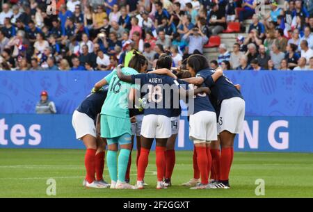 Die Spieler Frankreichs konzentrieren sich vor der FIFA Frauen-Weltmeisterschaft Frankreich 2019, Gruppe A Fußballspiel zwischen Nigeria und Frankreich am 17. Juni 2019 im Roazhon Park Stadion in Rennes, Frankreich - Foto Antoine Massinon / A2M Sport Consulting / DPPI Stockfoto