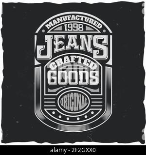 Vintage Label Design mit Schriftzug auf dunklem Hintergrund. T-Shirt-Design. Stock Vektor