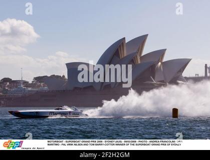 MOTORBOOT - SUPERBOAT GRAND PRIX 2008 - SYDNEY (AUS) - 09/03/2008 - FOTO : ANDREA FRANCOLINI / DPPI MARITIMO - PAL VIRIK NILSEN UND TOM BARRY-COTTER SIEGER DES SUPERBOAT GRAND PRIX VON SYDNEY Stockfoto