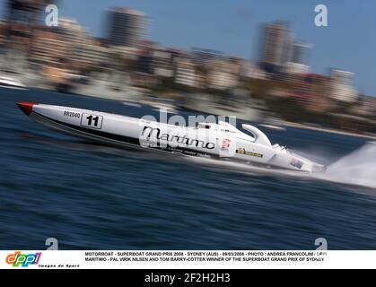 MOTORBOOT - SUPERBOAT GRAND PRIX 2008 - SYDNEY (AUS) - 09/03/2008 - FOTO : ANDREA FRANCOLINI / DPPI MARITIMO - PAL VIRIK NILSEN UND TOM BARRY-COTTER SIEGER DES SUPERBOAT GRAND PRIX VON SYDNEY Stockfoto