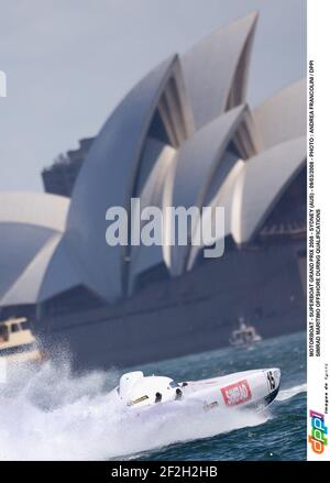 MOTORBOOT - SUPERBOAT GRAND PRIX 2008 - SYDNEY (AUS) - 09/03/2008 - FOTO : ANDREA FRANCOLINI / DPPI SIMRAD MARITIMO OFFSHORE WÄHREND DER QUALIFIKATION Stockfoto