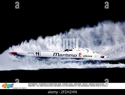 MOTORBOOT - SUPERBOAT GRAND PRIX 2008 - SYDNEY (AUS) - 09/03/2008 - FOTO : ANDREA FRANCOLINI / DPPI MARITIMO - PAL VIRIK NILSEN UND TOM BARRY-COTTER SIEGER DES SUPERBOAT GRAND PRIX VON SYDNEY Stockfoto