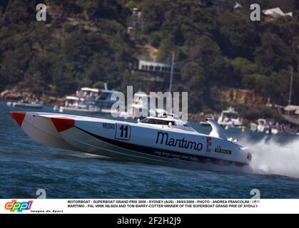 MOTORBOOT - SUPERBOAT GRAND PRIX 2008 - SYDNEY (AUS) - 09/03/2008 - FOTO : ANDREA FRANCOLINI / DPPI MARITIMO - PAL VIRIK NILSEN UND TOM BARRY-COTTER SIEGER DES SUPERBOAT GRAND PRIX VON SYDNEY Stockfoto