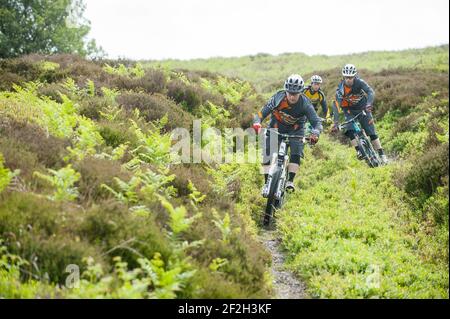 Mountainbiken auf dem Long Mynd in Shropshire, England Stockfoto