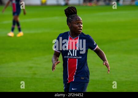 Sandy Baltimore von Paris Saint Germain reagiert während der französischen Frauenmeisterschaft D1 Arkema Fußballspiel zwischen Paris Saint-Germain und EA Guingamp am 5. September 2020 im Georges Lefevre Stadion in Saint-Germain-en-Laye, Frankreich - Foto Melanie Laurent / A2M Sport Consulting / DPPI Stockfoto