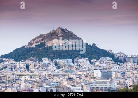 Griechenland, Attika, Athen, Blick Richtung Lykavittos-Hügel Stockfoto