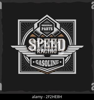 Vintage Label Design mit Schriftzug auf dunklem Hintergrund. T-Shirt-Design. Stock Vektor