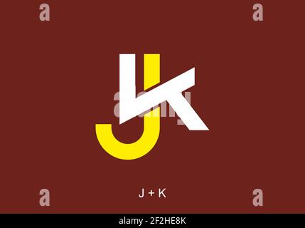 Weiße gelbe Farbe von JK Anfangsbuchstaben Design Stock Vektor