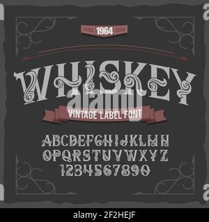 Vintage-Label-Schrift mit dem Namen 'Whiskey'. Gute handgefertigte Schrift für jedes Label-Design. Stock Vektor