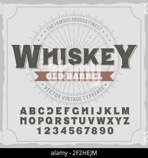 Vintage-Label-Schrift mit dem Namen 'Whiskey'. Gute handgefertigte Schrift für jedes Label-Design. Stock Vektor