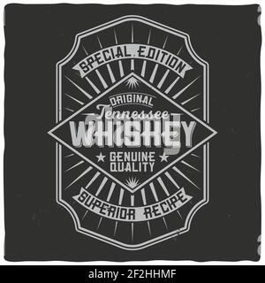 Vintage Label Design mit Schriftzug auf dunklem Hintergrund. T-Shirt-Design. Stock Vektor