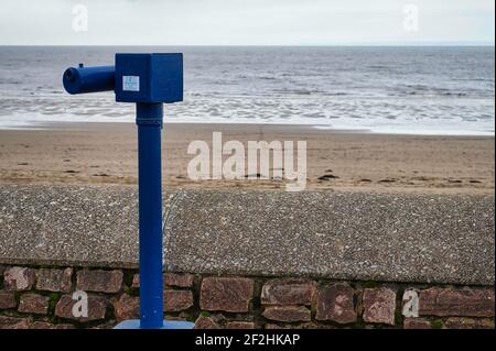 Fernrohr am Meer, Minehead, Somerset Stockfoto