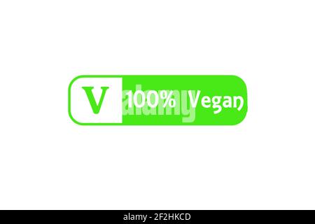 Alternative Diät Stempel Lesen 100% Vegan mit einem V-Symbol Stockfoto