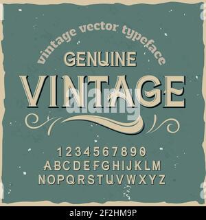 Original-Etikettschrift mit dem Namen 'Genuine Vintage'. Gute handgefertigte Schrift für jedes Label-Design. Stock Vektor