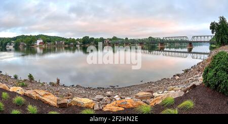 Eine Fischauge Ansicht der Lambertville Bridge und New Hope, PA von Lambertville, NJ Stockfoto