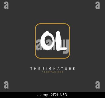 OL Anfangsbuchstabenhandschrift und Signaturlogo. Ein Konzept handschriftlich Initiallogo mit Template-Element. Stock Vektor