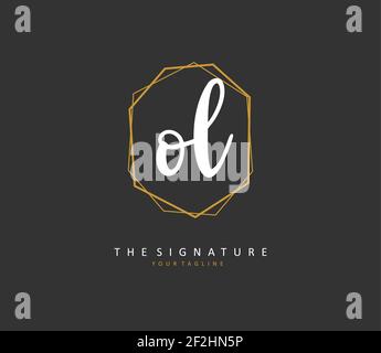 OL Anfangsbuchstabenhandschrift und Signaturlogo. Ein Konzept handschriftlich Initiallogo mit Template-Element. Stock Vektor