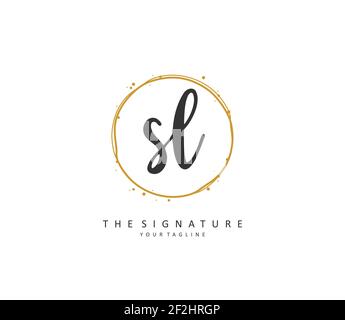 SL Anfangsbuchstabenhandschrift und Signaturlogo. Ein Konzept handschriftlich Initiallogo mit Template-Element. Stock Vektor