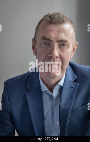 Porträt von Adam Price, Anführer von Plaid Cymru Stockfoto