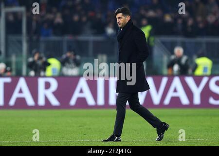 Roma-Cheftrainer Paulo Fonseca am Ende der italienischen Meisterschaft Serie EIN Fußballspiel zwischen AS Roma und Juventus am 12. Januar 2020 im Stadio Olimpico in Rom, Italien - Foto Federico Proietti / DPPI Stockfoto