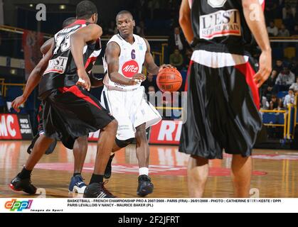 BASKETBALL - FRANZÖSISCHE MEISTERSCHAFT PRO A 2007/2008 - PARIS (FRA) - 26/01/2008 - FOTO : CATHERINE STEENKESTE / DPPI PARIS LEVALLOIS V NANCY - MAURICE BAKER (PL) Stockfoto