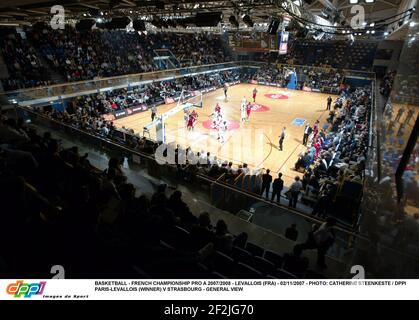 BASKETBALL - FRANZÖSISCHE MEISTERSCHAFT PRO A 2007/2008 - LEVALLOIS (FRA) - 02/11/2007 - FOTO: CATHERINE STEENKESTE / DPPI PARIS-LEVALLOIS (GEWINNERIN) V STRASBOURG - GESAMTANSICHT Stockfoto