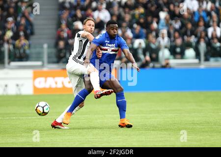 Benedikt Howedes (Juventus) während der italienischen Meisterschaft Serie A Fußballspiel zwischen Juventus und Sampdoria am 15. April 2018 im Allianz Stadion in Turin, Italien - Foto Morgese - Rossini / DPPI Stockfoto