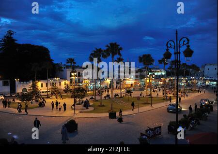 Le Grand Socco Square Tangier Marokko Nordafrika.Tangier bei Nacht Stockfoto