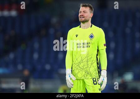 Club Brügge Torwart Simon Mignolet reagiert während der UEFA Champions League, Gruppe F Fußballspiel zwischen SS Lazio und Club Brügge KV am 8. Dezember 2020 im Stadio Olimpico in Rom, Italien - Foto Federico Proietti / DPPI Stockfoto