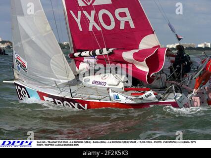 SEGELN - TRANSAT 650 2005 - LA ROCHELLE (FRA) > BAHIA (BRA) - LA ROCHELLE (FRA) START - 17/09/2005 - FOTO : CHRISTOPHE GUIGUENO / DPPI ROXY / SKIPPER : ALEXIA BARRIERE (FRA) Stockfoto