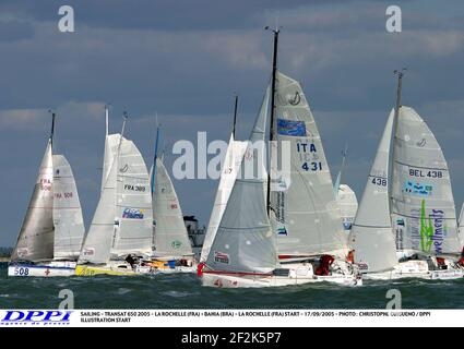 SEGELN - TRANSAT 650 2005 - LA ROCHELLE (FRA) > BAHIA (BRA) - LA ROCHELLE (FRA) START - 17/09/2005 - FOTO : CHRISTOPHE GUIGUENO / DPPI ILLUSTRATION START Stockfoto