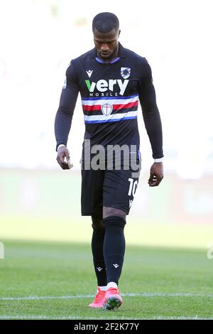 Keita Balde von Sampdoria reagiert während der italienischen Meisterschaft Serie A Fußballspiel zwischen SS Lazio und UC Sampdoria am 20. Februar 2021 im Stadio Olimpico in Rom, Italien - Foto Federico Proietti / DPPI Stockfoto