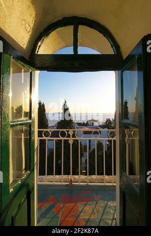 Leuchtturm Tür in Colonia del Sacramento, Uruguay Stockfoto